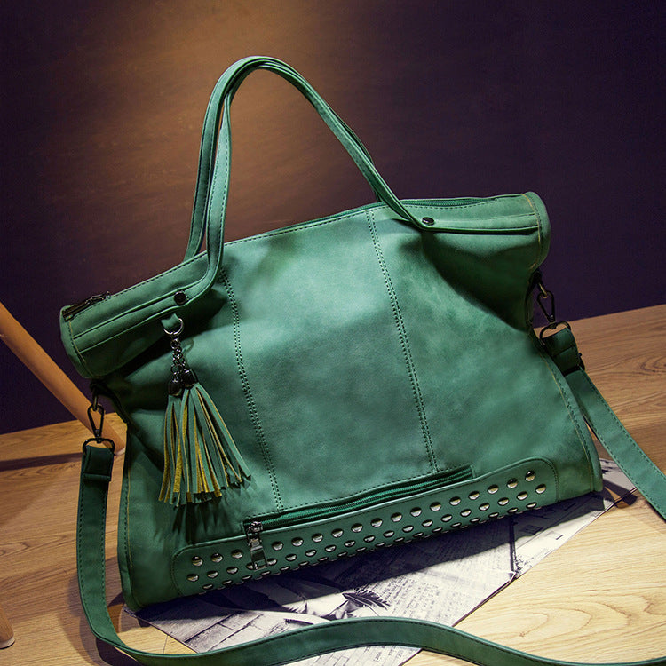 2023 New Women's Bag Postman Bag New Rivet Women's Bag European and American Matte Shoulder Bag Ladies' Handheld Crossbody Bag