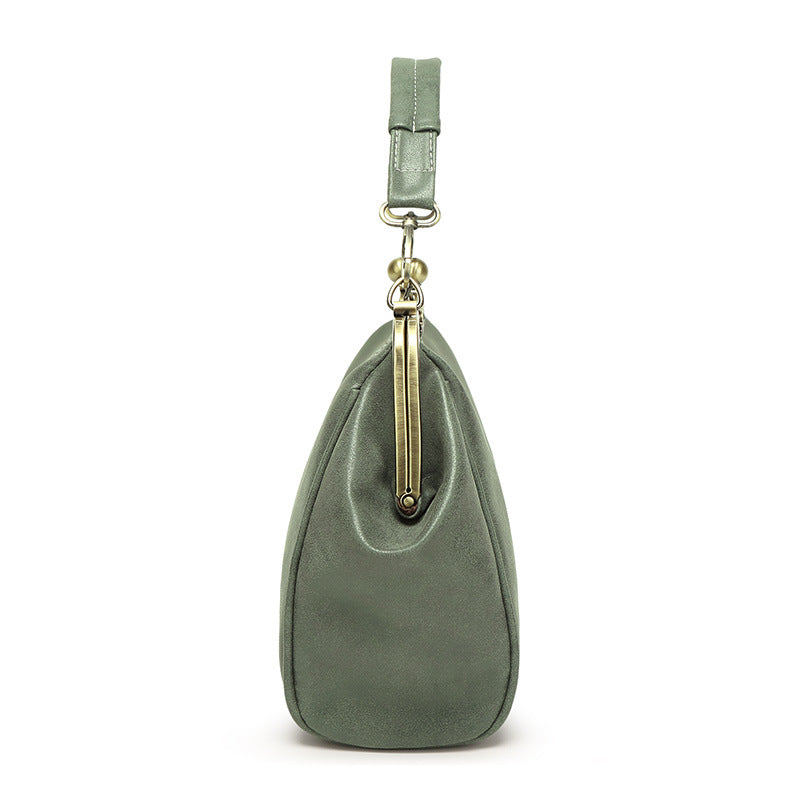 2023 Spring and Summer New Women's Bags Hand-held Shoulder Crossbody Women's Bag Matte Leather Clip Bag British Retro Messenger Bag