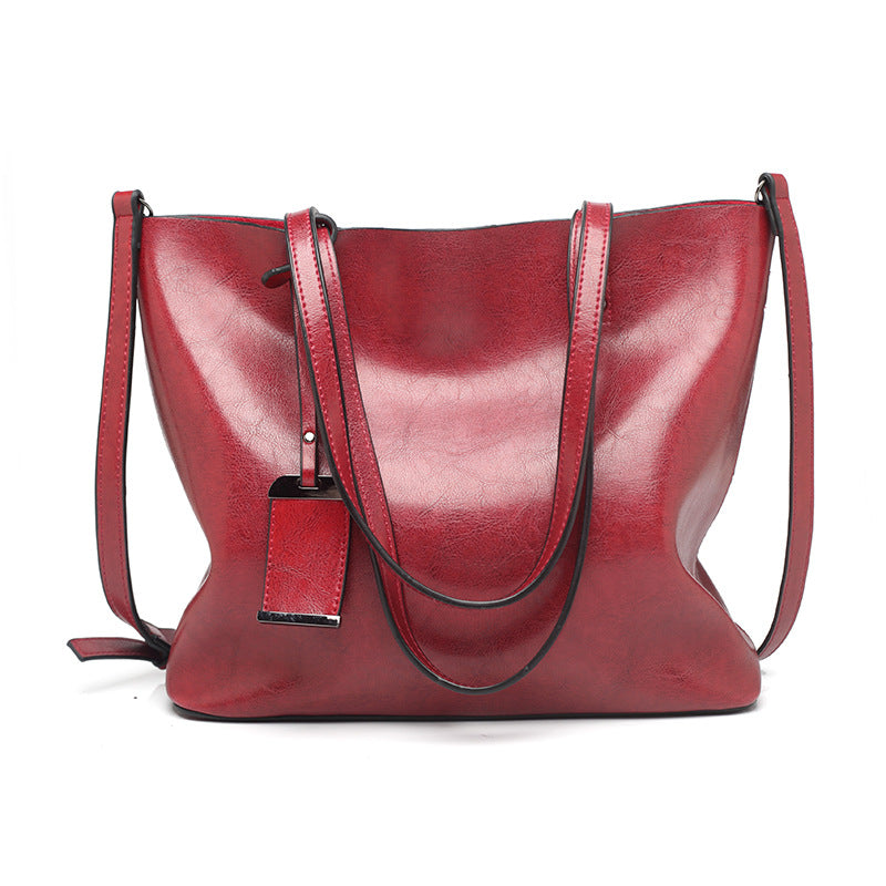 Out of stock women's bag 2023 new European and American fashion tote bag retro oil leather large capacity women's shoulder handbag