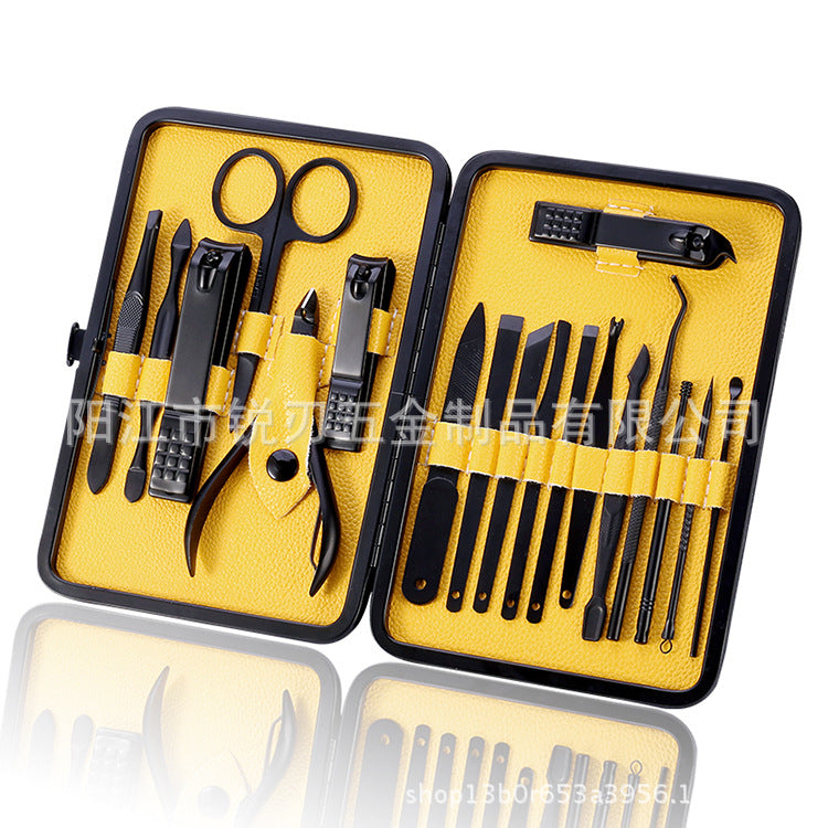 Multi-color specifications stainless steel 18-piece beauty set nail scissors nail clipper pedicure knife manicure tool set