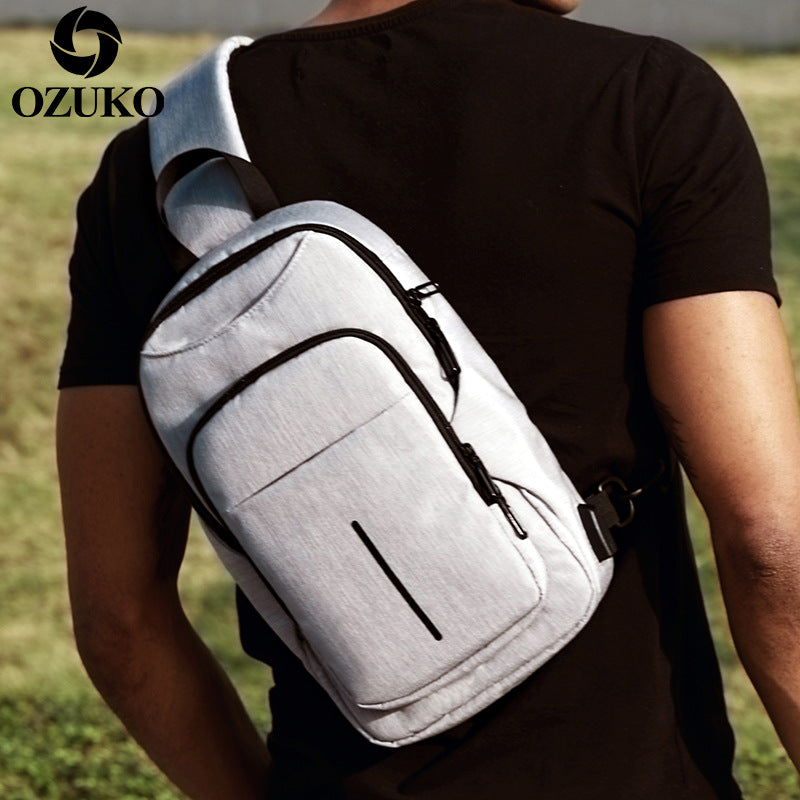 Ozuko new men's cross-body chest bag casual sports shoulder bag business trendy shoulder crossbody bag for men