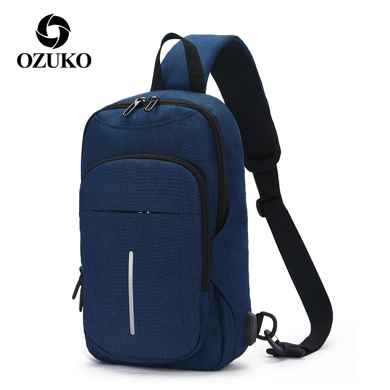 Ozuko new men's cross-body chest bag casual sports shoulder bag business trendy shoulder crossbody bag for men
