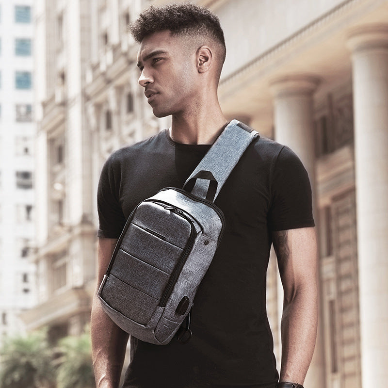 ozuko Korean version crossbody chest bag casual waterproof men's shoulder bag sports trendy brand usb charging crossbody bag student