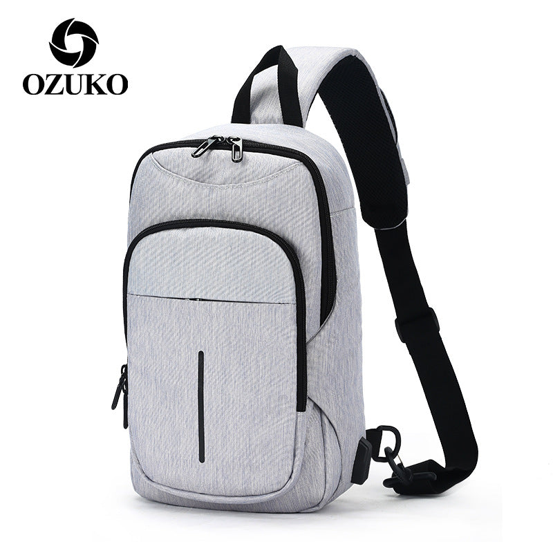 Ozuko new men's cross-body chest bag casual sports shoulder bag business trendy shoulder crossbody bag for men