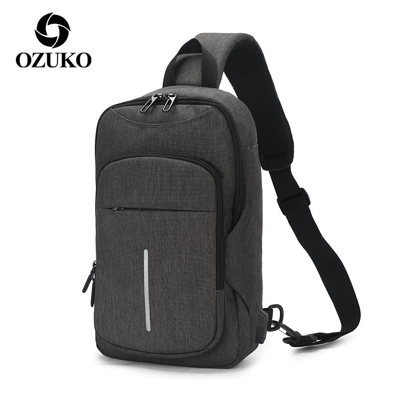 Ozuko new men's cross-body chest bag casual sports shoulder bag business trendy shoulder crossbody bag for men