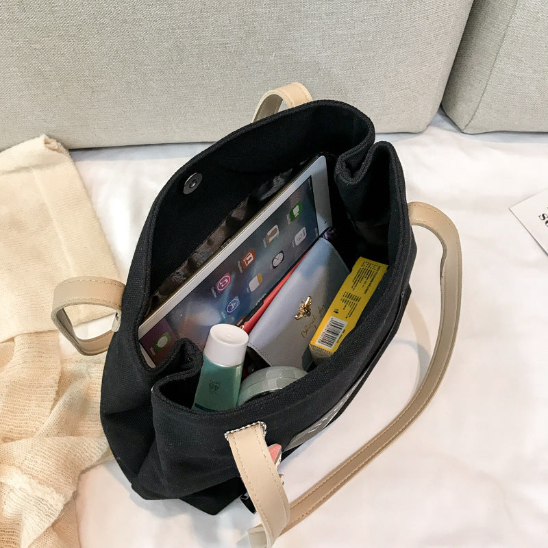 Bags for women 2020 winter new large-capacity tote bag Korean version student class shoulder bag portable canvas bag trendy