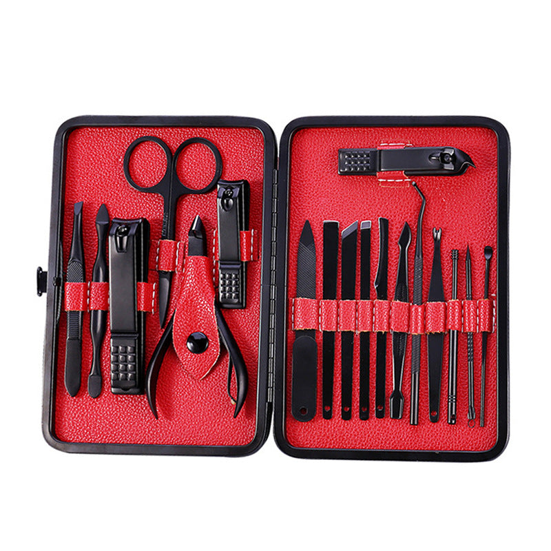 Multi-color specifications stainless steel 18-piece beauty set nail scissors nail clipper pedicure knife manicure tool set