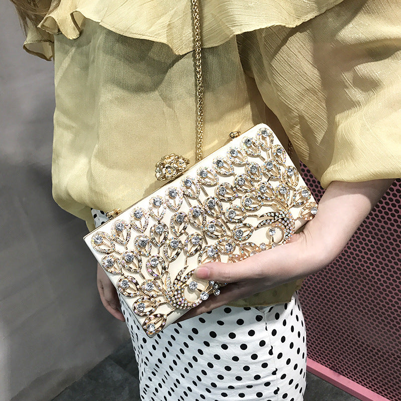 Diamond clutch bag for women 2023 new style elegant lady fashion inlaid diamond bird dinner chain small square bag crossbody bag