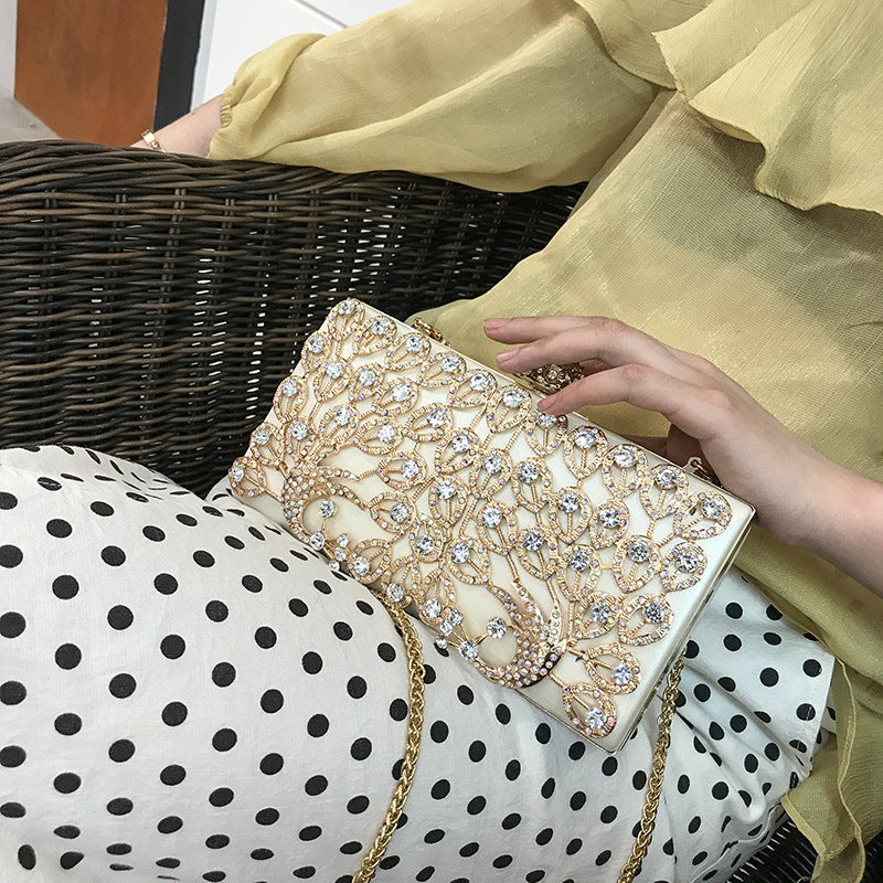 Diamond clutch bag for women 2023 new style elegant lady fashion inlaid diamond bird dinner chain small square bag crossbody bag