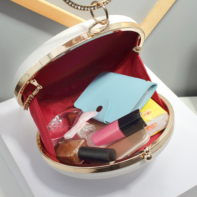 Women's bag mirror flower water moon small round bag cake-shaped bag flower pearl bag clip chain one-shoulder oblique trend small round bag