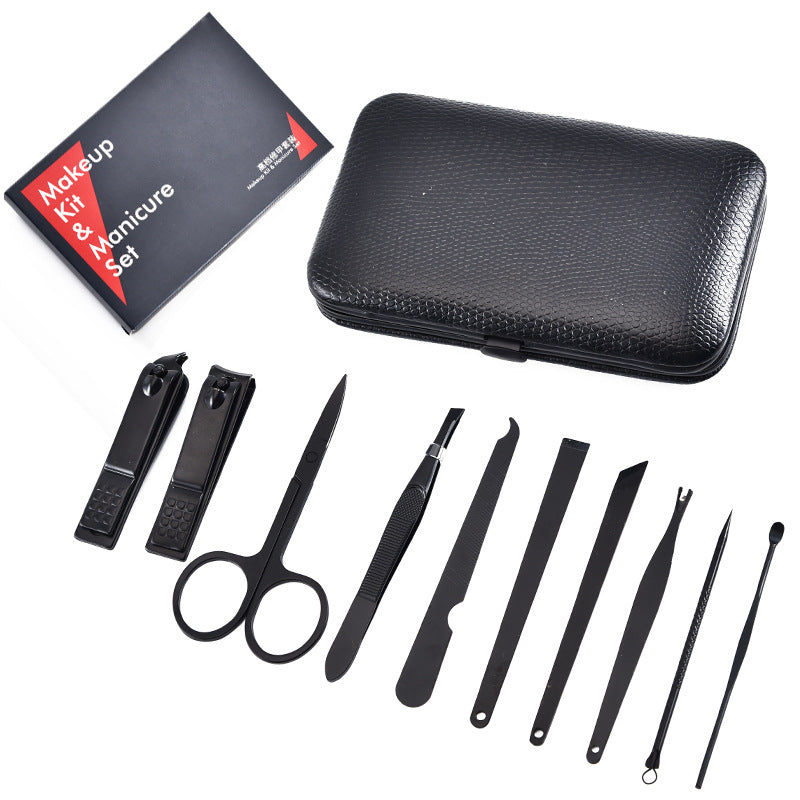 Manufacturer wholesale nail clipper set stainless steel 10 piece set manicure beauty manicure tools nail clipper set