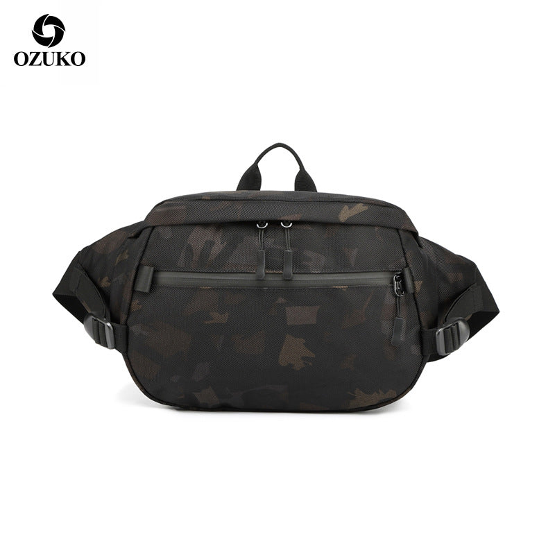 ozuko new waist bag multi-functional large-capacity waist bag men's sports waterproof Oxford cloth single shoulder crossbody bag for men
