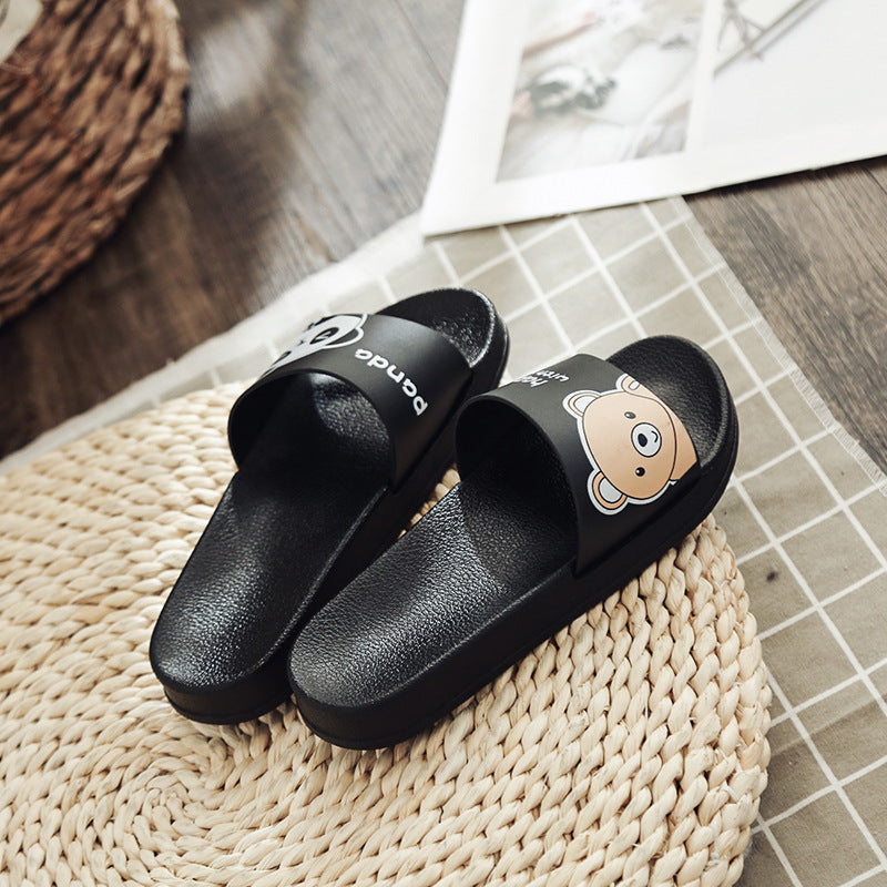 2022 Cartoon Pig Indoor and Outdoor Sandals and Slippers Women's Japanese Version Flat Non-slip Soft Bottom Bathroom Ladies Cute Flip Flops