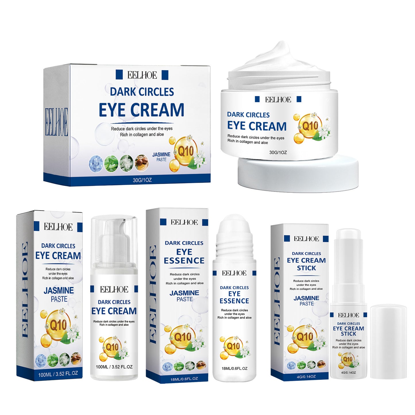 EELHOE Collagen Anti-Wrinkle Eye Cream Series fades wrinkles and dark circles around the eyes, moisturizes and tightens eye skin