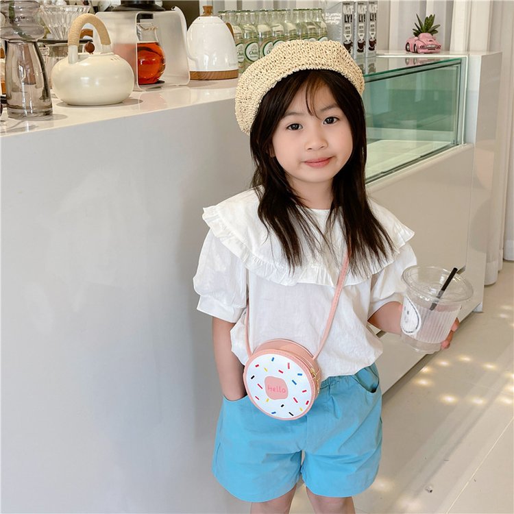 Girls' cute cross-body bag, little princess girl's personalized stylish donut bag, baby trendy children's internet celebrity bag