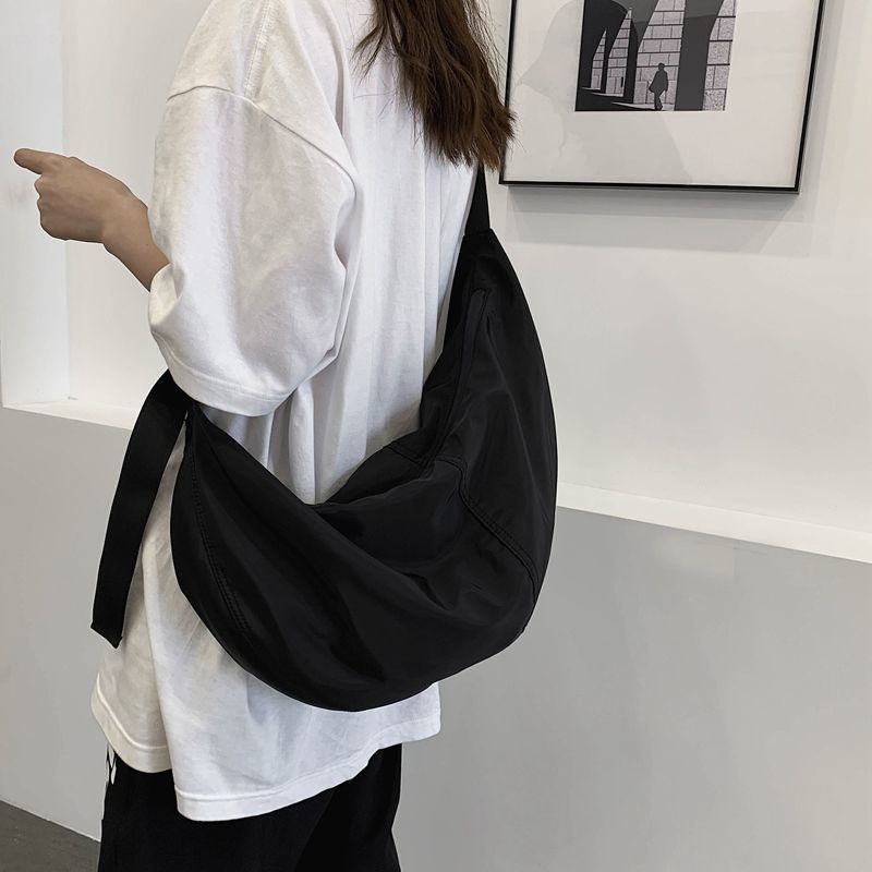 Canvas Messenger Bag Work Bag Women's Dumpling Bag Black Functional Large Capacity Casual Shoulder Bag Backpack Men's Bag