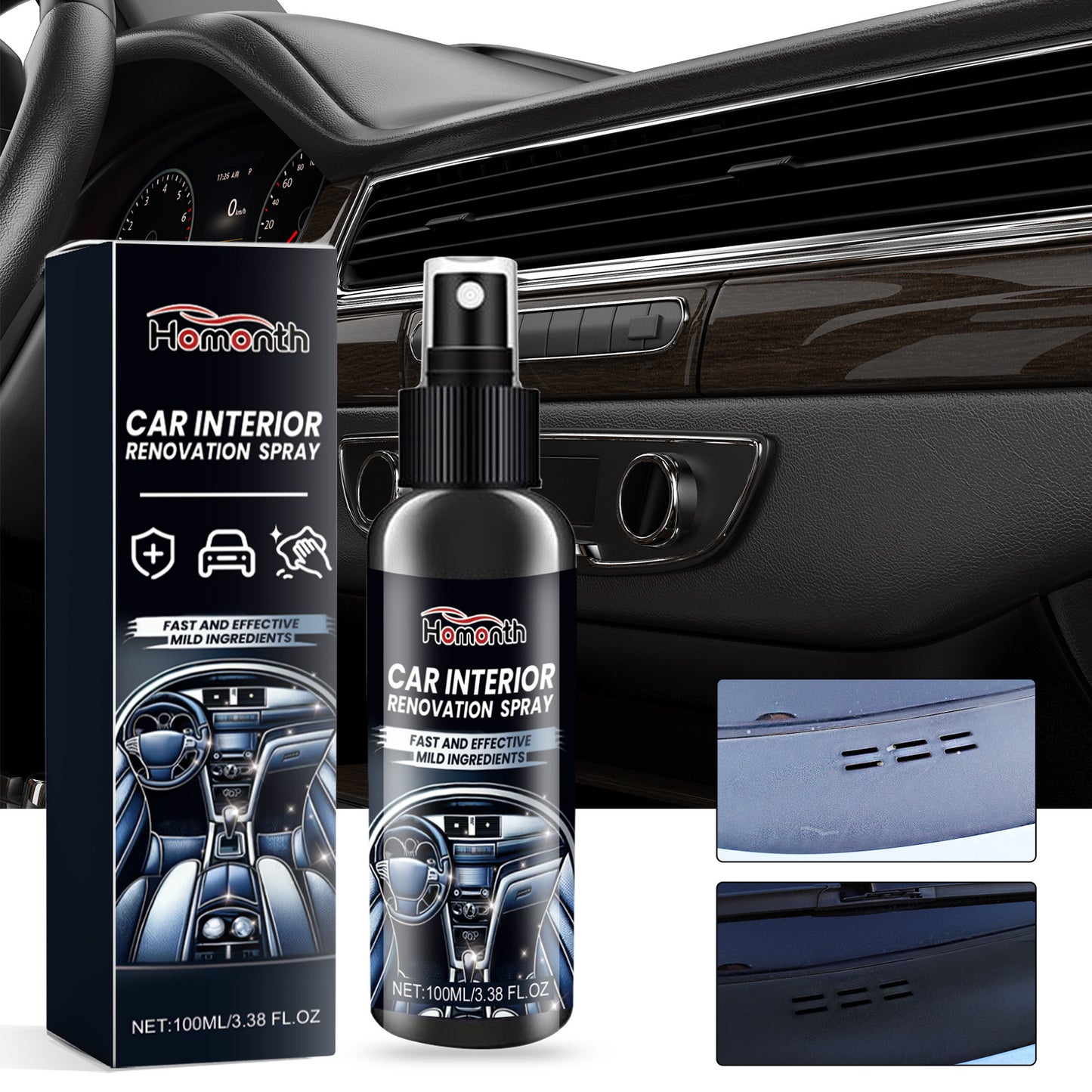 Homonth Car Interior Renovation Spray Seat Interior Dashboard Cleaning, Decontamination, Maintenance and Renovation Care Agent