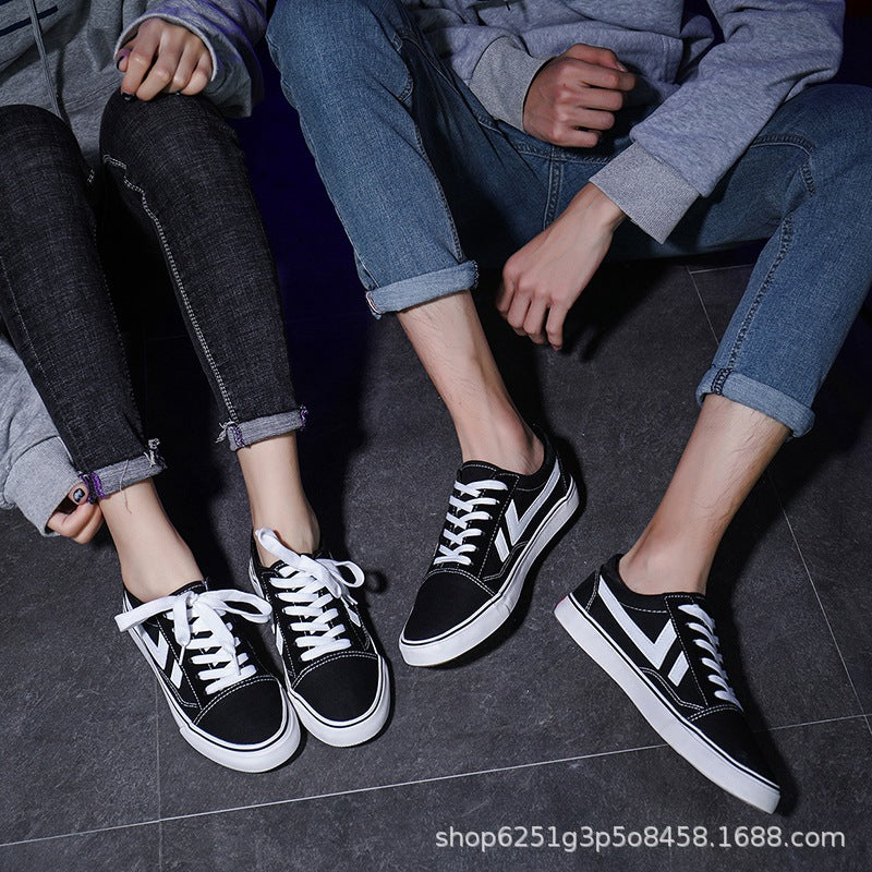 韩版百搭帆布鞋男港风休闲板鞋学生女低帮学生小白鞋情侣ins鞋子