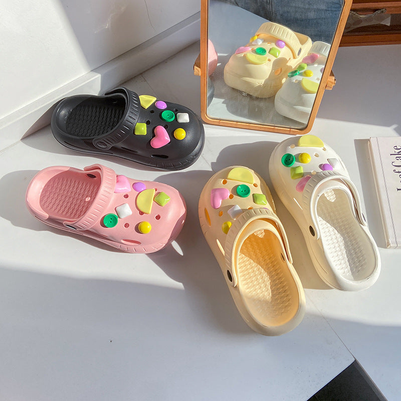 厚底洞洞鞋女款夏季外穿软底防滑网红新款沙滩包头半凉拖鞋女批发