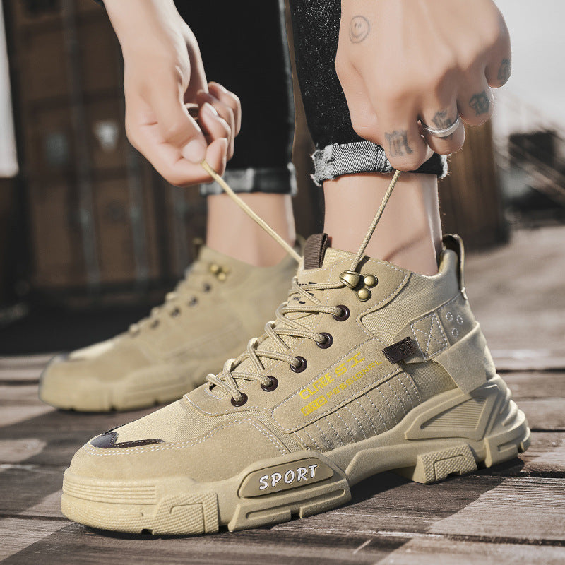 Autumn labor insurance men's shoes working on the construction site anti-dirty anti-slip work tide shoes thick-soled heightened outdoor tooling Martin boots men