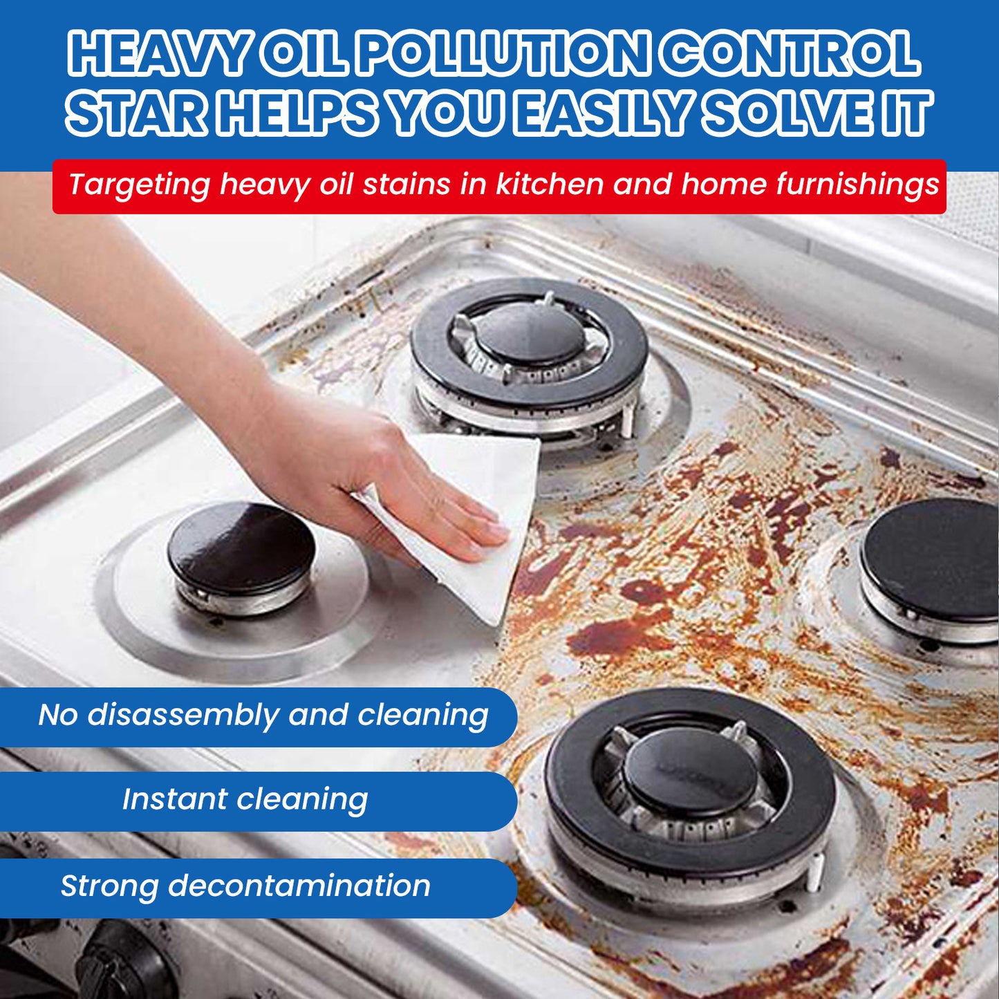 Jue-Fish Kitchen Cleaning Effervescent Tablets Kitchen Stove Range Hood Heavy Oil Dirt and Stains Cleaning Effervescent Tablets