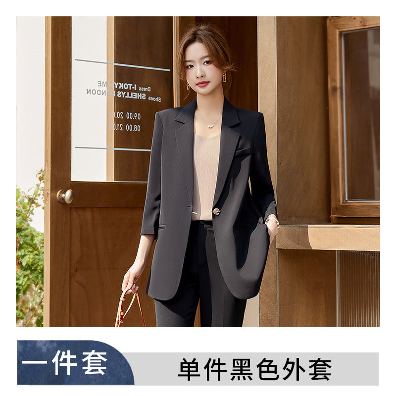 七分袖薄款小西装外套女2023春季新款感通勤风小个子西装套装