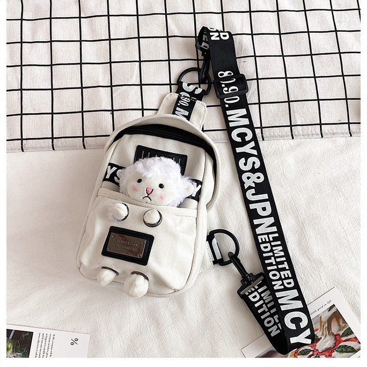 Cute little bag for women 2020 new style Internet celebrity versatile canvas crossbody chest bag ins trendy cool female student shoulder bag