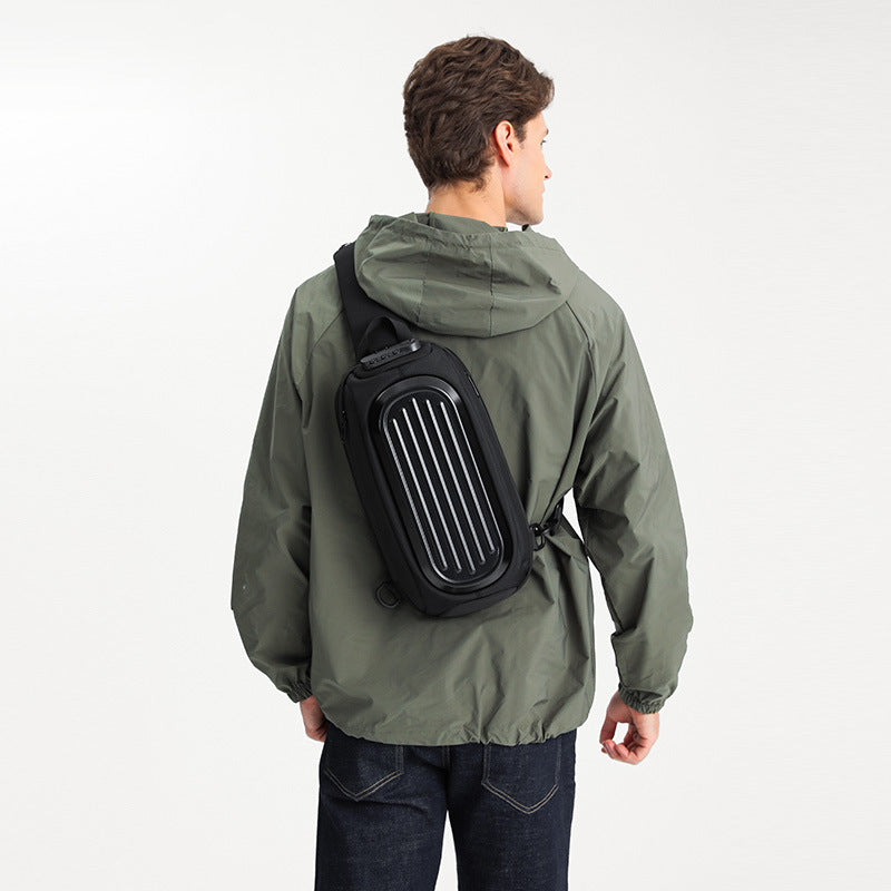 Ozuko's new anti-theft men's chest bag hard shell waterproof men's bag tactical chest bag men's crossbody chest bag