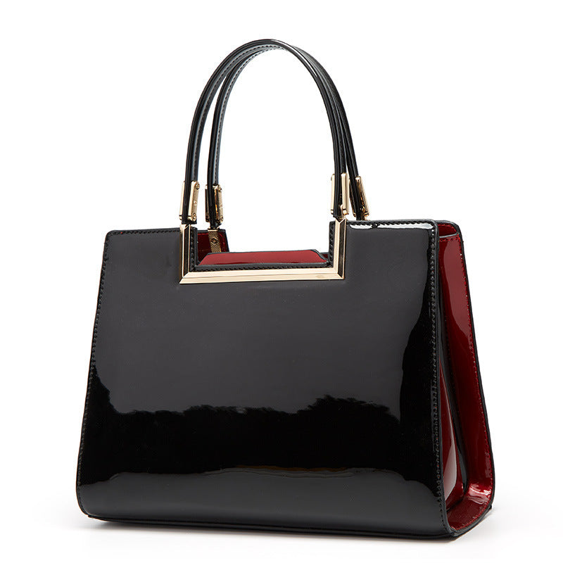 2023 patent leather women's bag middle-aged mother simple fashion trend handheld women's bag foreign trade shoulder women's bag one piece drop shipping