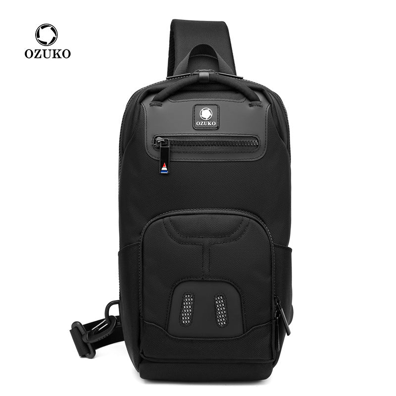 Ozuko new men's chest bag student shoulder bag waterproof Oxford cloth trendy brand large capacity men's crossbody bag