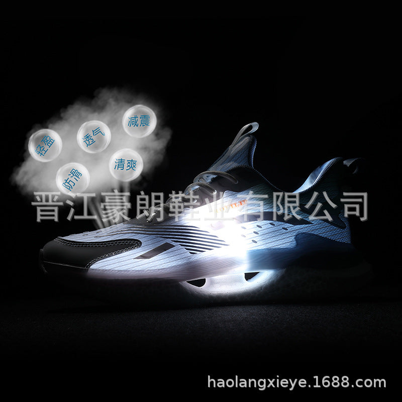 夏季男鞋2024新款软底爆米花休闲鞋时尚百搭潮鞋透气跑步运动鞋子