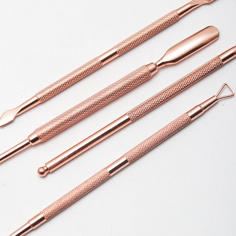 Stainless steel dead skin scissors set rose gold nail removal steel push manicure tool dead skin pliers double-headed nail removal planer
