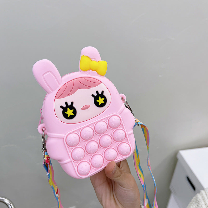 Cartoon Doll Pinch Toy Children's Bag Baby Cute Silicone Coin Purse Mini Children's Crossbody Bag Wholesale