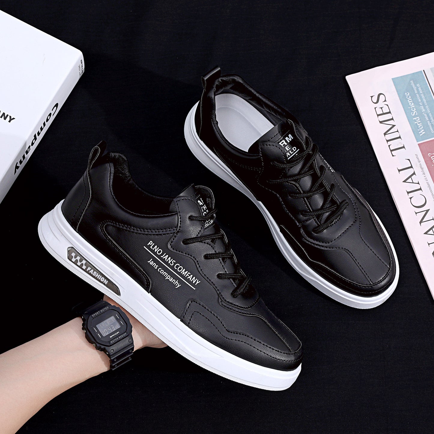 Men's sneakers 2023 summer new official authentic trend casual sneakers men's black leather shoes all-match trendy shoes