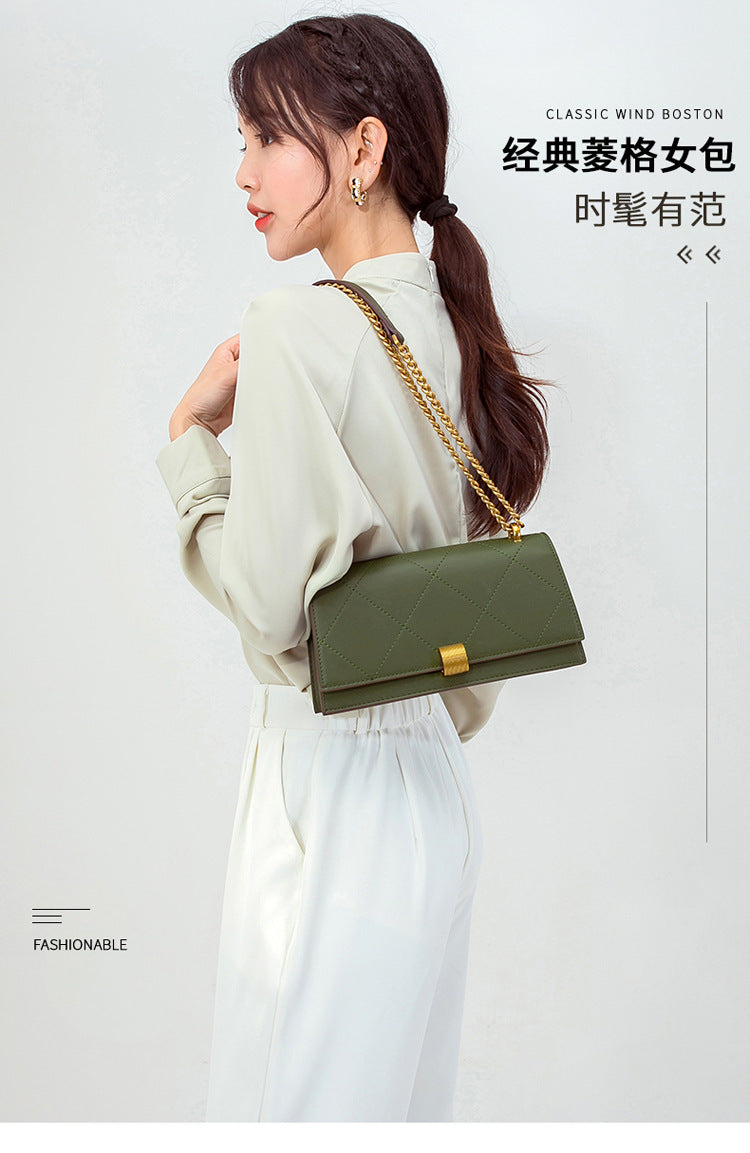 2023 Spring and Summer New Women's Bags Versatile Diamond Chain Bags Niche Solid Color Underarm Small Square Bags Fashion Shoulder Bags