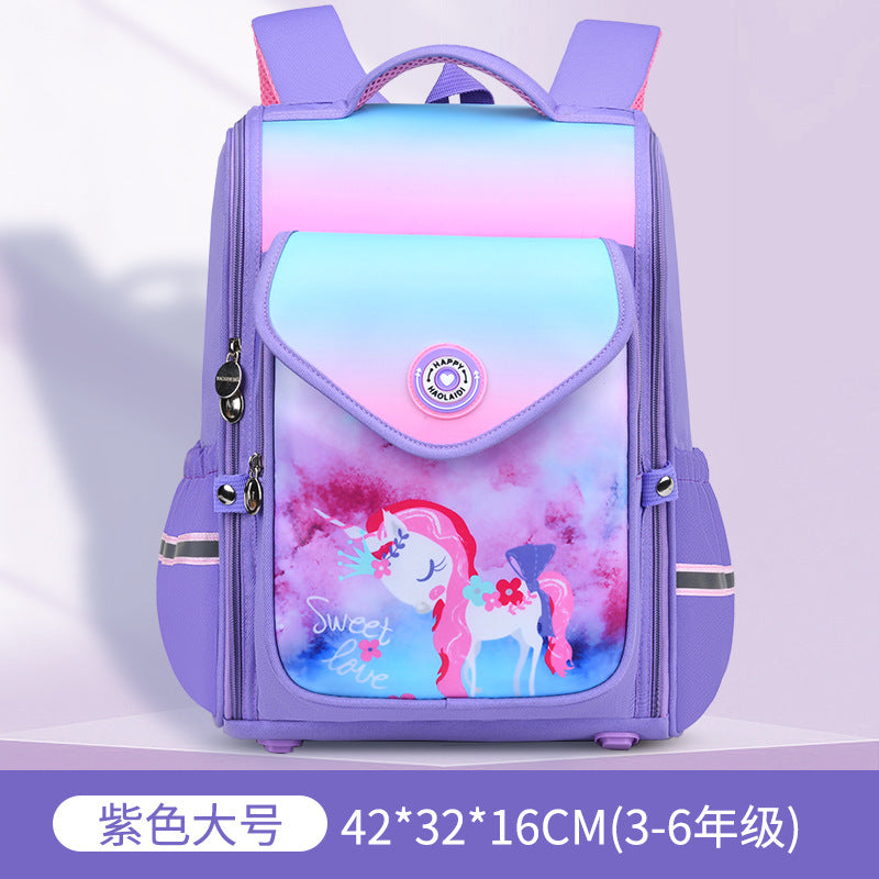 New schoolbags for primary school students 1--6th grade burden-reducing backpack integrated children's schoolbag can be printed with logo