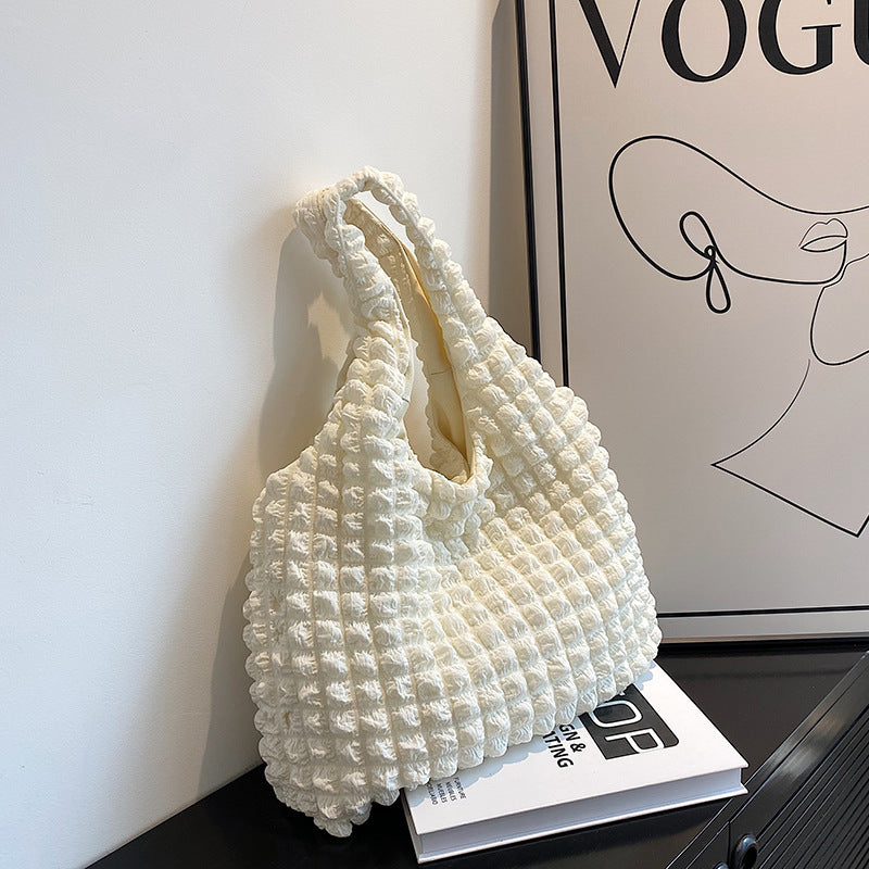 Korean ins girly style cloud puff flower shoulder bag women 2023 new summer canvas simple handbag