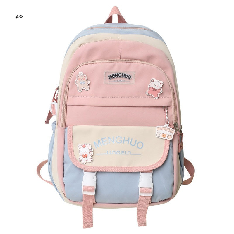 Middle school student schoolbag female junior high school student high school large capacity college student backpack Klein blue backpack male ins trend
