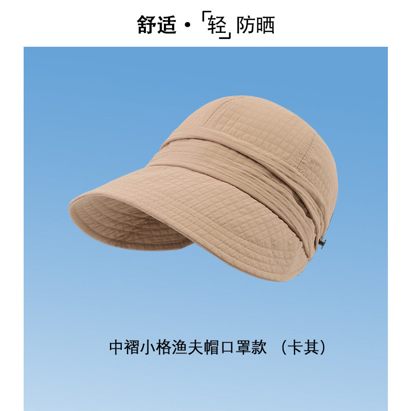 防晒帽速干夏季遮阳小众渔夫帽女时尚防紫外线太阳帽子