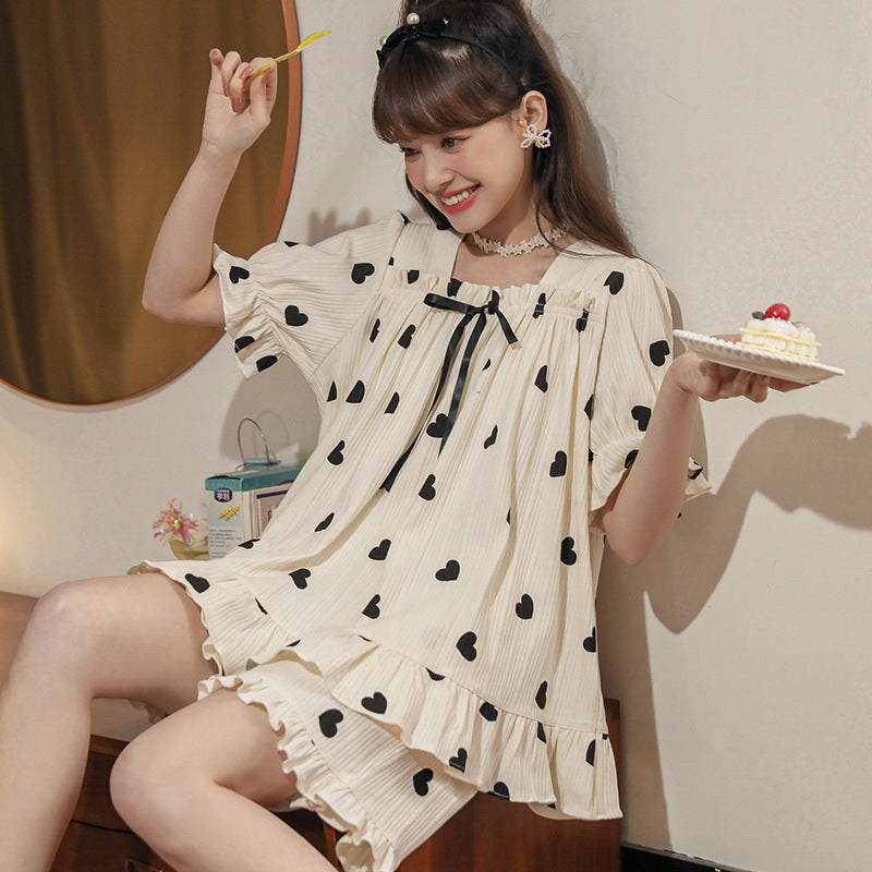 Strict selection of summer pajamas female fairy princess style cotton casual short-sleeved shorts sweet student home service suit female