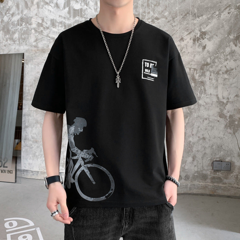 新款夏季男士短袖t恤学生ins大码宽松上衣小衫半袖时尚休闲体恤86