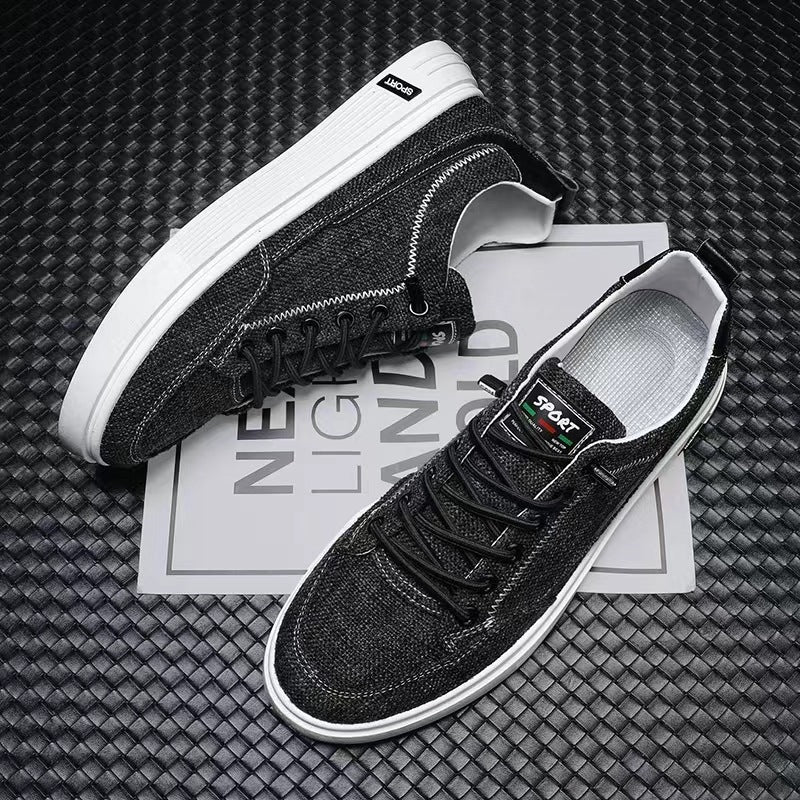 Ice silk shoes men's summer breathable thin canvas casual sneakers slip on men's soft bottom non-slip all-match big toe shoes