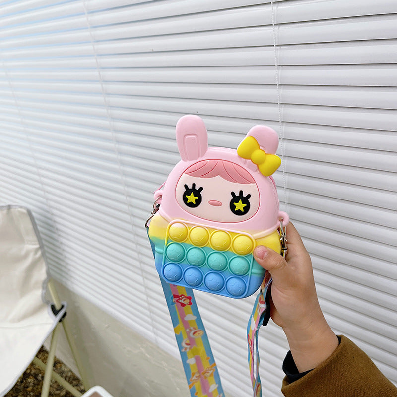 Cartoon Doll Pinch Toy Children's Bag Baby Cute Silicone Coin Purse Mini Children's Crossbody Bag Wholesale