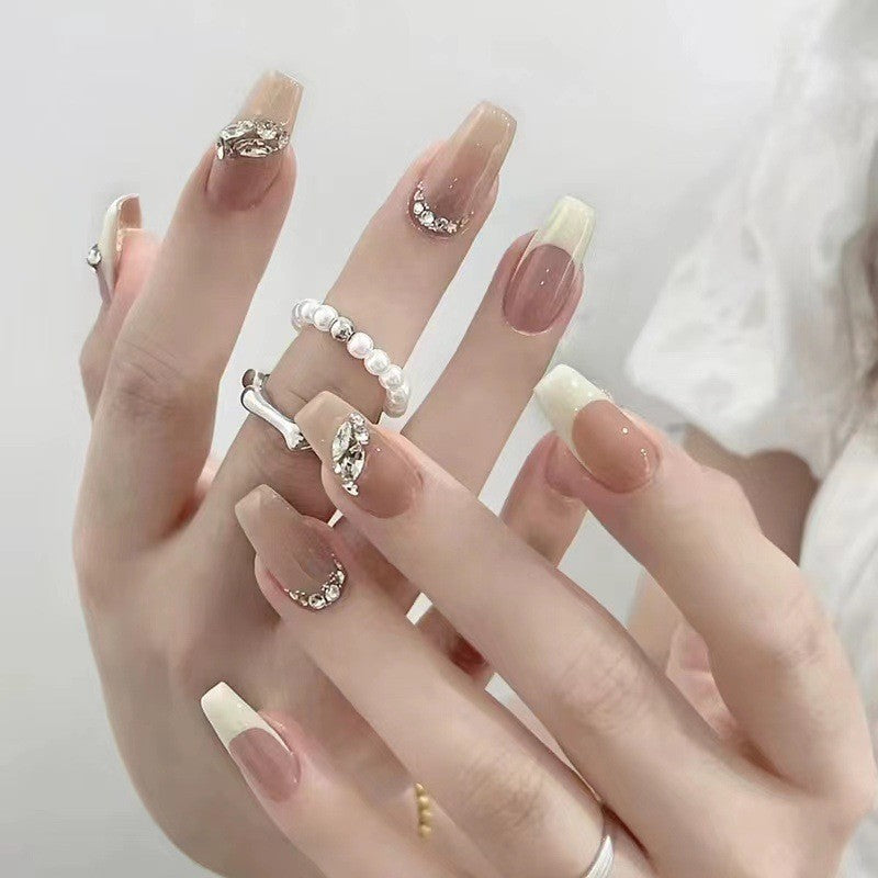 Handmade Nail Patch Wholesale Broken Diamond Love Warm Elf Nail Art Patch Finished Hot Girl Nail Patch Jelly Glue