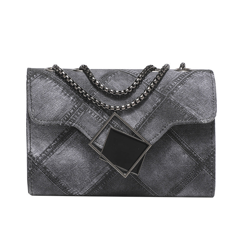 2023 new color and ink gradient small square bag, fashionable and personalized rhombus embossed chain crossbody women's bag, drop shipping