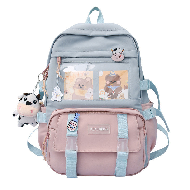 Ins style large capacity high school student schoolbag female Korean version Harajuku ulzzang cartoon backpack junior high school student backpack