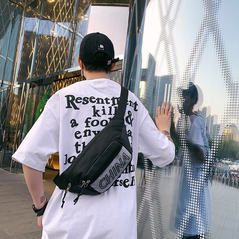 胸包男ins时尚斜挎包潮牌嘻哈个性学生运动挎包单肩包女百搭腰包