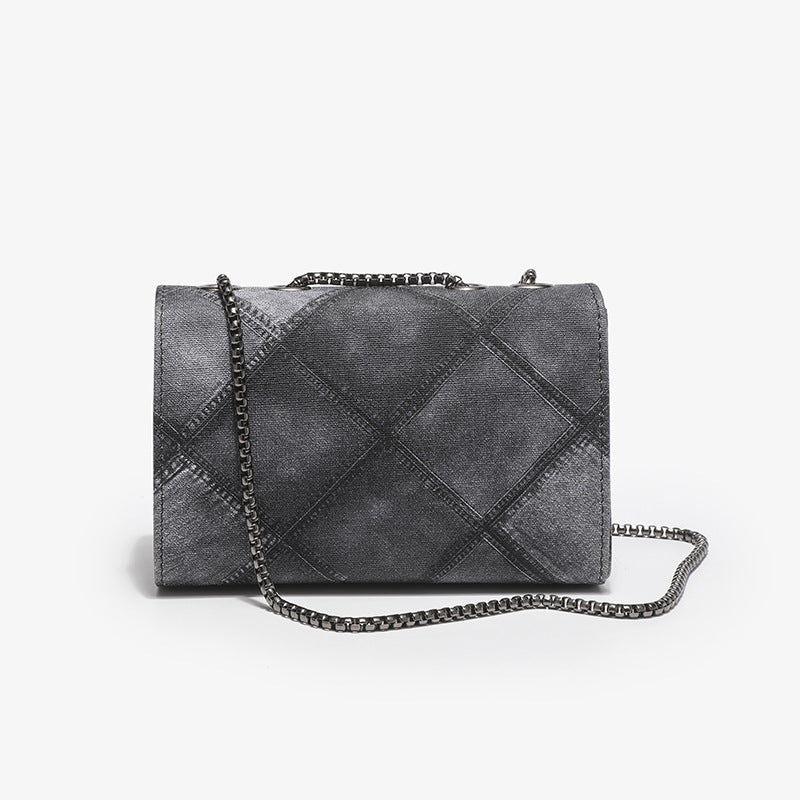 2023 new color and ink gradient small square bag, fashionable and personalized rhombus embossed chain crossbody women's bag, drop shipping