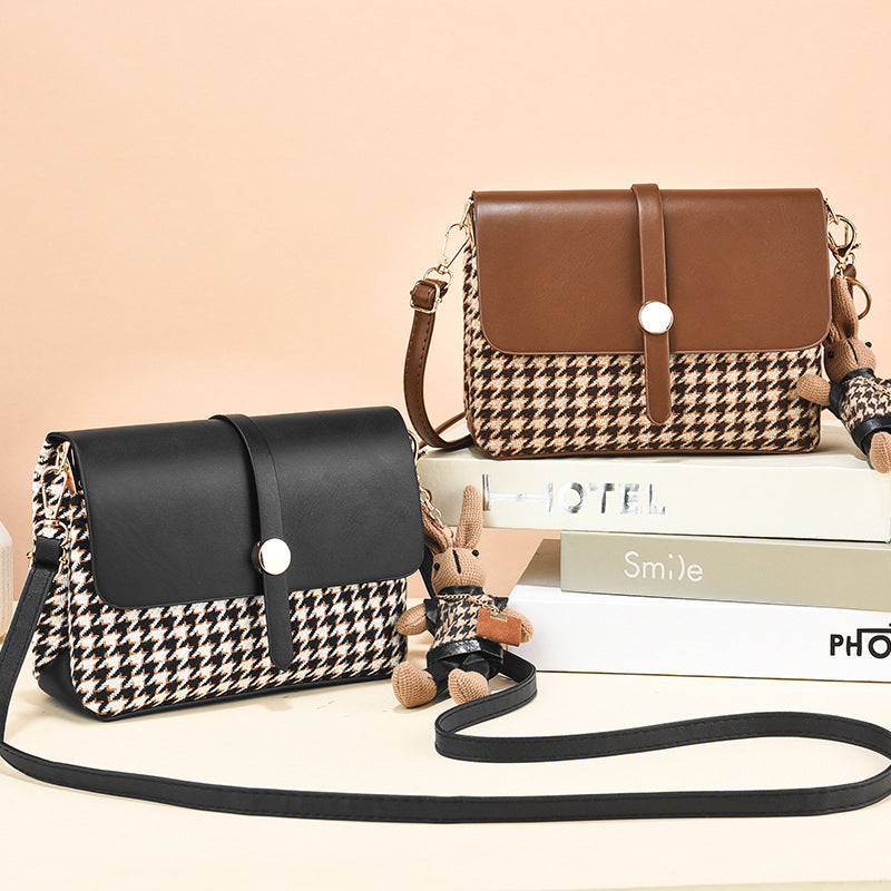 Manufacturer wholesale high-end niche houndstooth bag women's autumn and winter new fashion fashion single shoulder crossbody small square bag