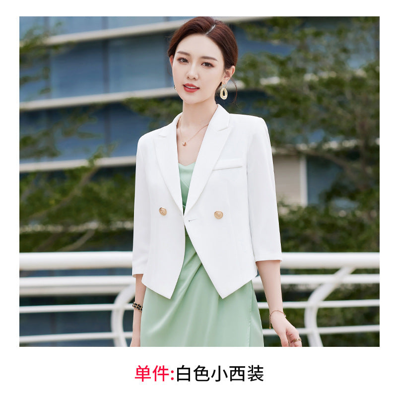 小西装女2023新款春装韩版七分袖修身薄款休闲短外套气质西服上衣